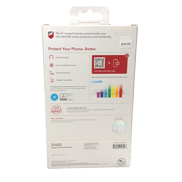 Zagg Screen Protector For Motorola Moto G Power 2022 Phone Glass Visionguard New - Picture 3 of 3